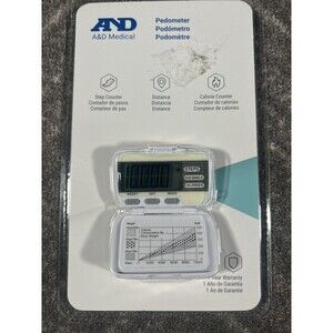 AND A&D Medical Pedometer Step Counter Distance Calorie Counter White Brand New